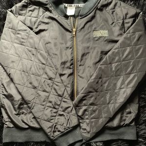 Pink quilted bomber jacket